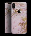 Rose Pink Marble & Digital Gold Frosted Foil V14 - iPhone XS MAX, XS/X, 8/8+, 7/7+, 5/5S/SE Skin-Kit (All iPhones Available)