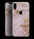 Rose Pink Marble & Digital Gold Frosted Foil V14 - iPhone XS MAX, XS/X, 8/8+, 7/7+, 5/5S/SE Skin-Kit (All iPhones Available)