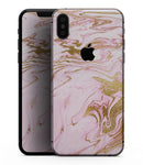 Rose Pink Marble & Digital Gold Frosted Foil V14 - iPhone XS MAX, XS/X, 8/8+, 7/7+, 5/5S/SE Skin-Kit (All iPhones Available)