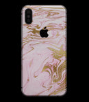 Rose Pink Marble & Digital Gold Frosted Foil V14 - iPhone XS MAX, XS/X, 8/8+, 7/7+, 5/5S/SE Skin-Kit (All iPhones Available)