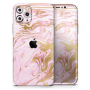 Rose Pink Marble & Digital Gold Frosted Foil V14 - Protective Skin Wrap & Decal – Compatible with iPhone SE to iPhone 17 Pro Max (All Models)