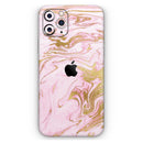 Rose Pink Marble & Digital Gold Frosted Foil V14 - Protective Skin Wrap & Decal – Compatible with iPhone SE to iPhone 17 Pro Max (All Models)