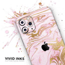 Rose Pink Marble & Digital Gold Frosted Foil V14 - Protective Skin Wrap & Decal – Compatible with iPhone SE to iPhone 17 Pro Max (All Models)