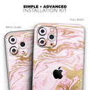 Rose Pink Marble & Digital Gold Frosted Foil V14 - Protective Skin Wrap & Decal – Compatible with iPhone SE to iPhone 17 Pro Max (All Models)