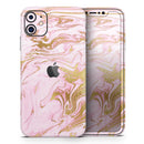 Rose Pink Marble & Digital Gold Frosted Foil V14 - Protective Skin Wrap & Decal – Compatible with iPhone SE to iPhone 17 Pro Max (All Models)