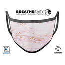 Rose Pink Marble & Digital Gold Frosted Foil V15 - Made in USA Mouth Cover Unisex Anti-Dust Cotton Blend Reusable & Washable Face Mask with Adjustable Sizing for Adult or Child