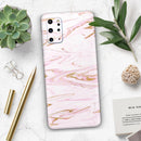 Rose Pink Marble & Digital Gold Frosted Foil V15 - Premium Vinyl Skin Decal for Samsung Galaxy S25 Ultra, S24, S23, S22 & All Galaxy S Models