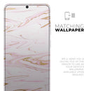 Rose Pink Marble & Digital Gold Frosted Foil V15 - Premium Vinyl Skin Decal for Samsung Galaxy S25 Ultra, S24, S23, S22 & All Galaxy S Models