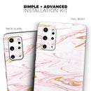 Rose Pink Marble & Digital Gold Frosted Foil V15 - Premium Vinyl Skin Decal for Samsung Galaxy S25 Ultra, S24, S23, S22 & All Galaxy S Models