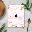 Rose Pink Marble & Digital Gold Frosted Foil V15 - Full Body Skin Decal for the Apple iPad Pro 12.9", 11", 10.5", 9.7", Air or Mini (All Models Available)