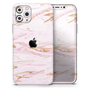 Rose Pink Marble & Digital Gold Frosted Foil V15 - Protective Skin Wrap & Decal – Compatible with iPhone SE to iPhone 17 Pro Max (All Models)