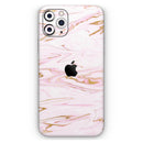 Rose Pink Marble & Digital Gold Frosted Foil V15 - Protective Skin Wrap & Decal – Compatible with iPhone SE to iPhone 17 Pro Max (All Models)