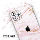 Rose Pink Marble & Digital Gold Frosted Foil V15 - Protective Skin Wrap & Decal – Compatible with iPhone SE to iPhone 17 Pro Max (All Models)