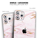 Rose Pink Marble & Digital Gold Frosted Foil V15 - Protective Skin Wrap & Decal – Compatible with iPhone SE to iPhone 17 Pro Max (All Models)