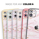 Rose Pink Marble & Digital Gold Frosted Foil V15 - Protective Skin Wrap & Decal – Compatible with iPhone SE to iPhone 17 Pro Max (All Models)