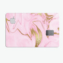 Rose Pink Marble & Digital Gold Frosted Foil V16 - Premium Protective Decal Skin-Kit for the Apple Credit Card