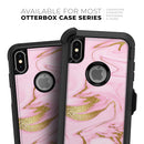 Rose Pink Marble & Digital Gold Frosted Foil V16 - Skin Kit for the iPhone OtterBox Cases