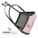 Rose Pink Marble & Digital Gold Frosted Foil V16 - Made in USA Mouth Cover Unisex Anti-Dust Cotton Blend Reusable & Washable Face Mask with Adjustable Sizing for Adult or Child