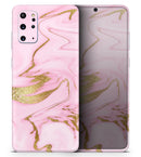 Rose Pink Marble & Digital Gold Frosted Foil V16 - Premium Vinyl Skin Decal for Samsung Galaxy S25 Ultra, S24, S23, S22 & All Galaxy S Models