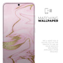Rose Pink Marble & Digital Gold Frosted Foil V16 - Premium Vinyl Skin Decal for Samsung Galaxy S25 Ultra, S24, S23, S22 & All Galaxy S Models