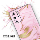 Rose Pink Marble & Digital Gold Frosted Foil V16 - Premium Vinyl Skin Decal for Samsung Galaxy S25 Ultra, S24, S23, S22 & All Galaxy S Models