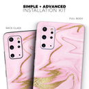 Rose Pink Marble & Digital Gold Frosted Foil V16 - Premium Vinyl Skin Decal for Samsung Galaxy S25 Ultra, S24, S23, S22 & All Galaxy S Models