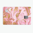 Rose Pink Marble & Digital Gold Frosted Foil V17 - Premium Protective Decal Skin-Kit for the Apple Credit Card