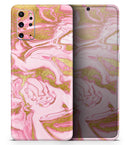 Rose Pink Marble & Digital Gold Frosted Foil V17 - Premium Vinyl Skin Decal for Samsung Galaxy S25 Ultra, S24, S23, S22 & All Galaxy S Models