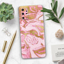 Rose Pink Marble & Digital Gold Frosted Foil V17 - Premium Vinyl Skin Decal for Samsung Galaxy S25 Ultra, S24, S23, S22 & All Galaxy S Models