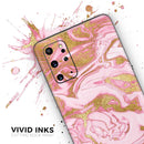 Rose Pink Marble & Digital Gold Frosted Foil V17 - Premium Vinyl Skin Decal for Samsung Galaxy S25 Ultra, S24, S23, S22 & All Galaxy S Models