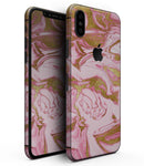 Rose Pink Marble & Digital Gold Frosted Foil V17 - iPhone XS MAX, XS/X, 8/8+, 7/7+, 5/5S/SE Skin-Kit (All iPhones Available)