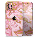 Rose Pink Marble & Digital Gold Frosted Foil V17 - Protective Skin Wrap & Decal – Compatible with iPhone SE to iPhone 17 Pro Max (All Models)