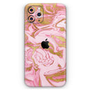 Rose Pink Marble & Digital Gold Frosted Foil V17 - Protective Skin Wrap & Decal – Compatible with iPhone SE to iPhone 17 Pro Max (All Models)