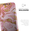 Rose Pink Marble & Digital Gold Frosted Foil V17 - Protective Skin Wrap & Decal – Compatible with iPhone SE to iPhone 17 Pro Max (All Models)
