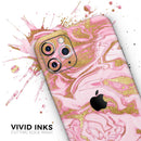 Rose Pink Marble & Digital Gold Frosted Foil V17 - Protective Skin Wrap & Decal – Compatible with iPhone SE to iPhone 17 Pro Max (All Models)