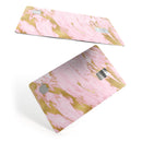 Rose Pink Marble & Digital Gold Frosted Foil V18 - Premium Protective Decal Skin-Kit for the Apple Credit Card