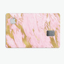 Rose Pink Marble & Digital Gold Frosted Foil V18 - Premium Protective Decal Skin-Kit for the Apple Credit Card