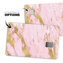Rose Pink Marble & Digital Gold Frosted Foil V18 - Premium Protective Decal Skin-Kit for the Apple Credit Card