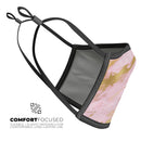 Rose Pink Marble & Digital Gold Frosted Foil V18 - Made in USA Mouth Cover Unisex Anti-Dust Cotton Blend Reusable & Washable Face Mask with Adjustable Sizing for Adult or Child