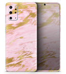 Rose Pink Marble & Digital Gold Frosted Foil V18 - Premium Vinyl Skin Decal for Samsung Galaxy S25 Ultra, S24, S23, S22 & All Galaxy S Models