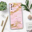 Rose Pink Marble & Digital Gold Frosted Foil V18 - Premium Vinyl Skin Decal for Samsung Galaxy S25 Ultra, S24, S23, S22 & All Galaxy S Models