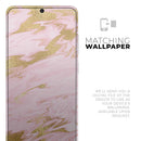 Rose Pink Marble & Digital Gold Frosted Foil V18 - Premium Vinyl Skin Decal for Samsung Galaxy S25 Ultra, S24, S23, S22 & All Galaxy S Models