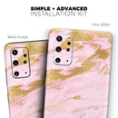 Rose Pink Marble & Digital Gold Frosted Foil V18 - Premium Vinyl Skin Decal for Samsung Galaxy S25 Ultra, S24, S23, S22 & All Galaxy S Models