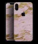 Rose Pink Marble & Digital Gold Frosted Foil V18 - iPhone XS MAX, XS/X, 8/8+, 7/7+, 5/5S/SE Skin-Kit (All iPhones Available)