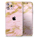 Rose Pink Marble & Digital Gold Frosted Foil V18 - Protective Skin Wrap & Decal – Compatible with iPhone SE to iPhone 17 Pro Max (All Models)