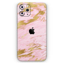 Rose Pink Marble & Digital Gold Frosted Foil V18 - Protective Skin Wrap & Decal – Compatible with iPhone SE to iPhone 17 Pro Max (All Models)