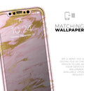 Rose Pink Marble & Digital Gold Frosted Foil V18 - Protective Skin Wrap & Decal – Compatible with iPhone SE to iPhone 17 Pro Max (All Models)