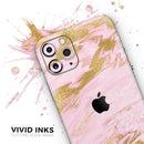 Rose Pink Marble & Digital Gold Frosted Foil V18 - Protective Skin Wrap & Decal – Compatible with iPhone SE to iPhone 17 Pro Max (All Models)