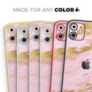 Rose Pink Marble & Digital Gold Frosted Foil V18 - Protective Skin Wrap & Decal – Compatible with iPhone SE to iPhone 17 Pro Max (All Models)