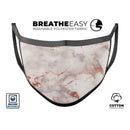 Rose Pink Marble & Digital Gold Frosted Foil V1 - Made in USA Mouth Cover Unisex Anti-Dust Cotton Blend Reusable & Washable Face Mask with Adjustable Sizing for Adult or Child